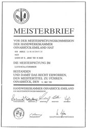 Meisterbrief Elektroinstallateurhandwerk, Andreas Sandkämper